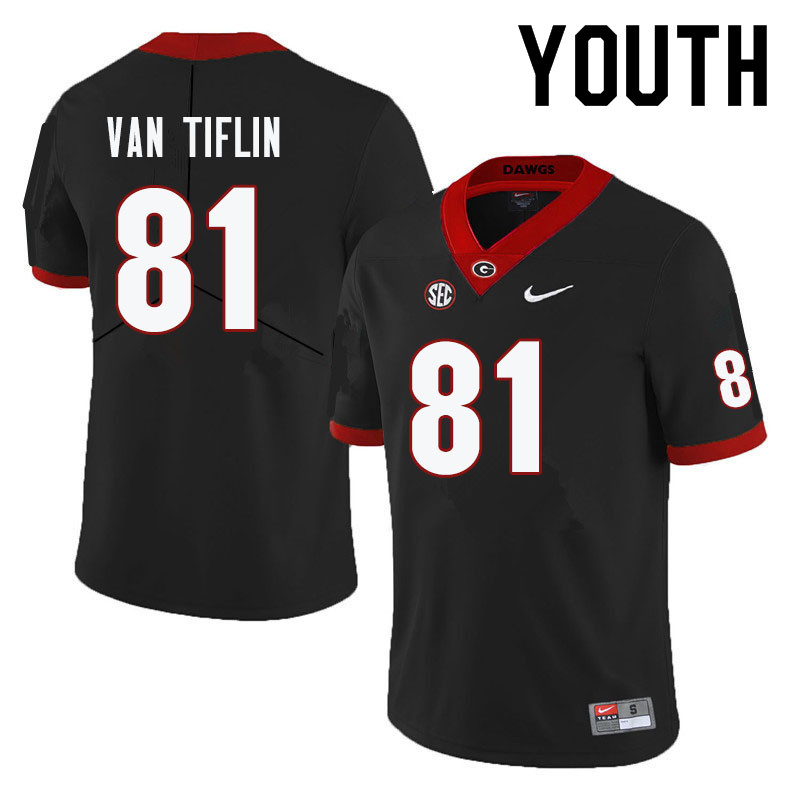 Youth #81 Steven Van Tiflin Georgia Bulldogs College Football Jerseys-Black